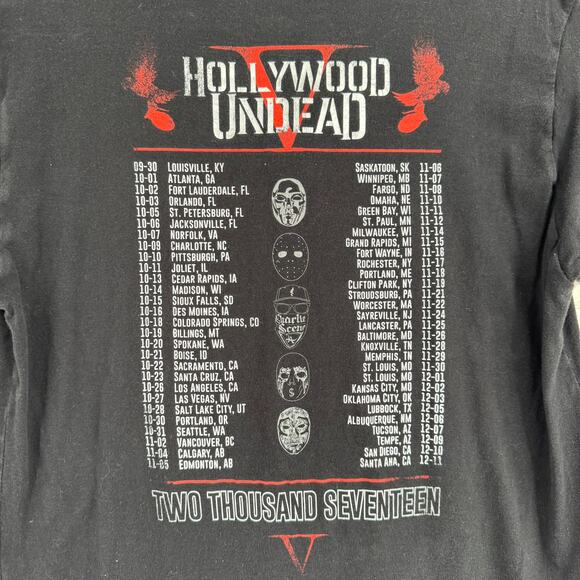 Hollywood Undead V 2017 Tour T-Shirt Mens Medium Black Red Concert Merch - Picture 4 of 7